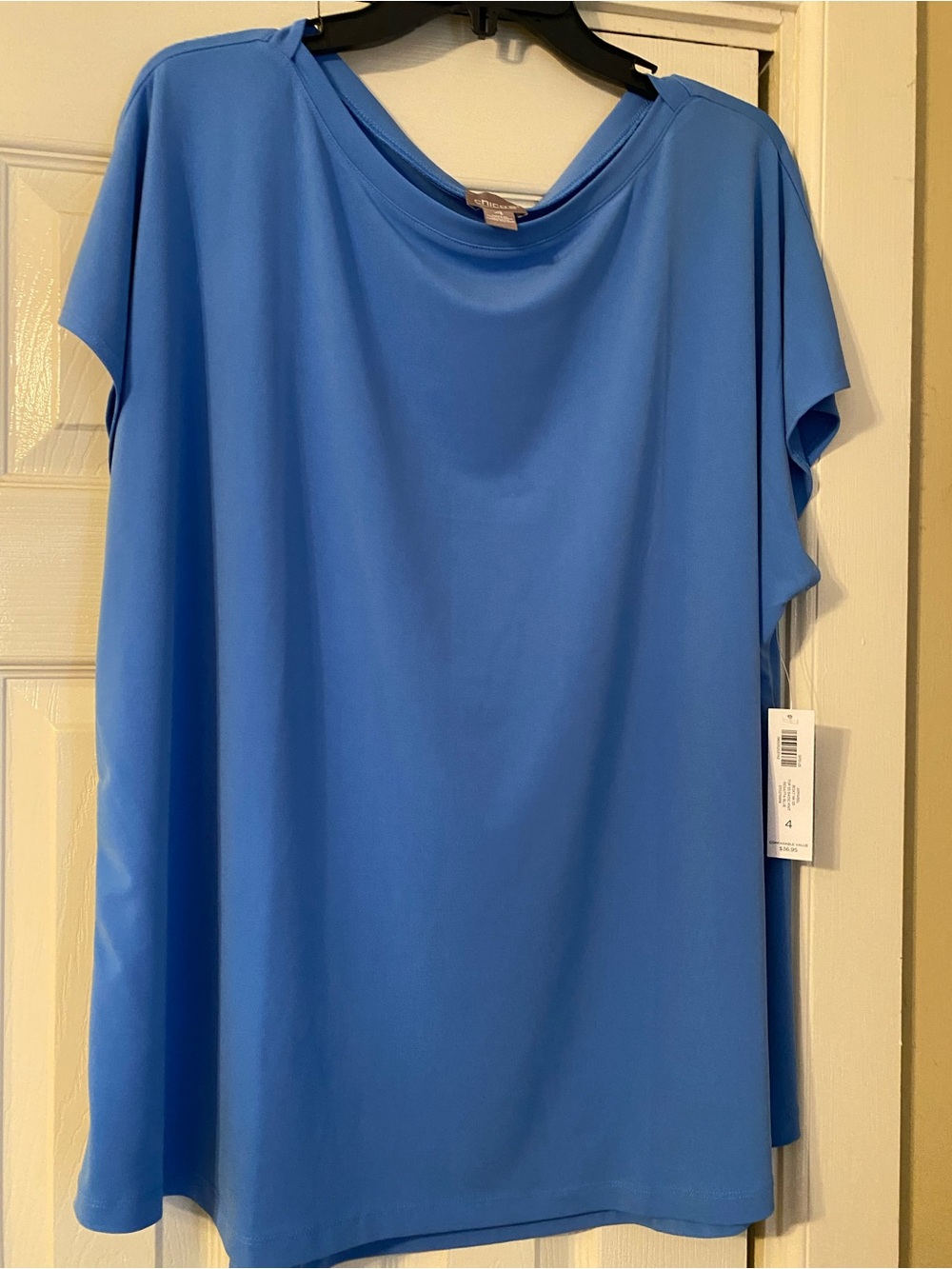 Chico's Sky Blue Draped Short Sleeve Top